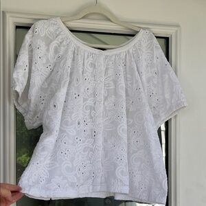 Karen Kane White Eyelet Blouse